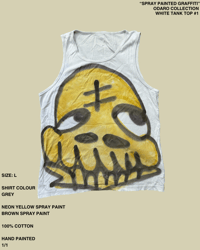 "SPRAY PAINTED GRAFFITI" ODARO COLLECTION WHITE TANK TOP #1