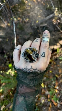 Image 4 of Tiger Eye & Black Sapphire ring~7.5-9