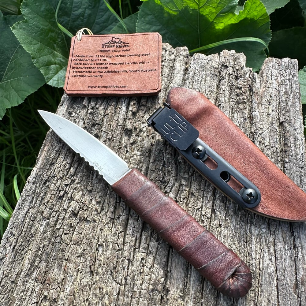 Image of 80mm Drop Point 52100 leather