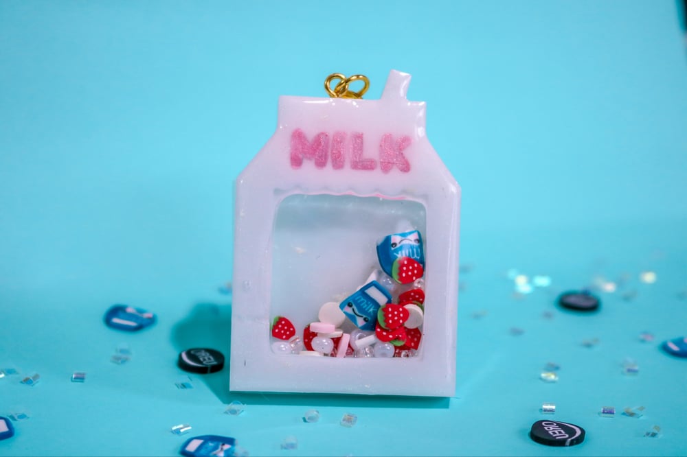 Image of Milk Carton Resin Shaker Keychain