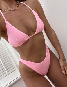 Image of Bubblegum Pink Crinkle Triangle Bikini 