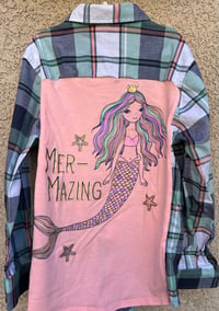 Children’s Green/White/Blue/Peach Cotton Shirt Mermaid