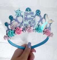 Image 2 of Mermaid birthday tiara crown, lilac and turquoise 