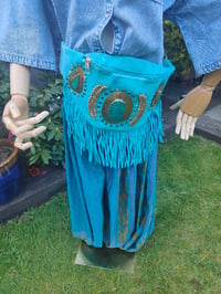Image 12 of Dolly Bum bag suede fringe tassels TURQUOISE and Moroccan Stone