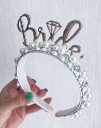 Image 5 of Silver And White Bride tiara crown headband hen do props 
