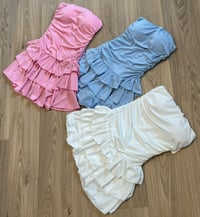 Image 1 of Bandeau ruched frill playsuit 