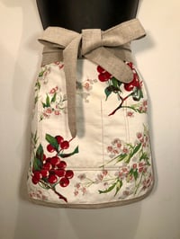 Image 3 of Happy Host Waist Apron | Vintage Couture | Floral/Cherry Print Cotton. European Linen 