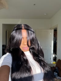 Image 1 of 26 inch 13x4 lace front WIG with CURTAIN BANGS 