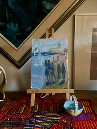 Image 1 of Impressionist Oil Riverside Scene on Board