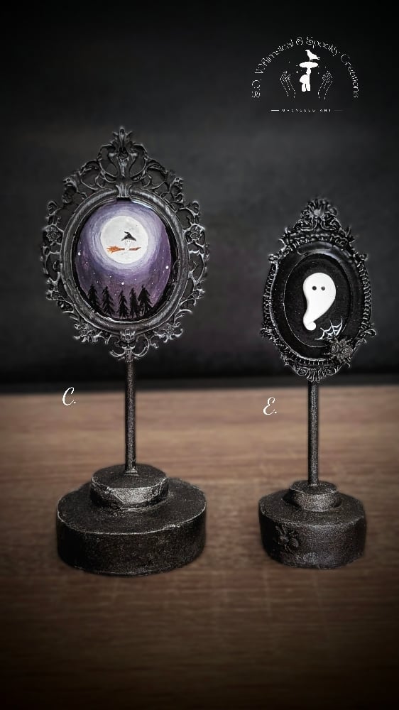 Image of (FREE U.S. SHIPPING) Handmade Pedestal Framed Mini Paintings & 3D Ghosts