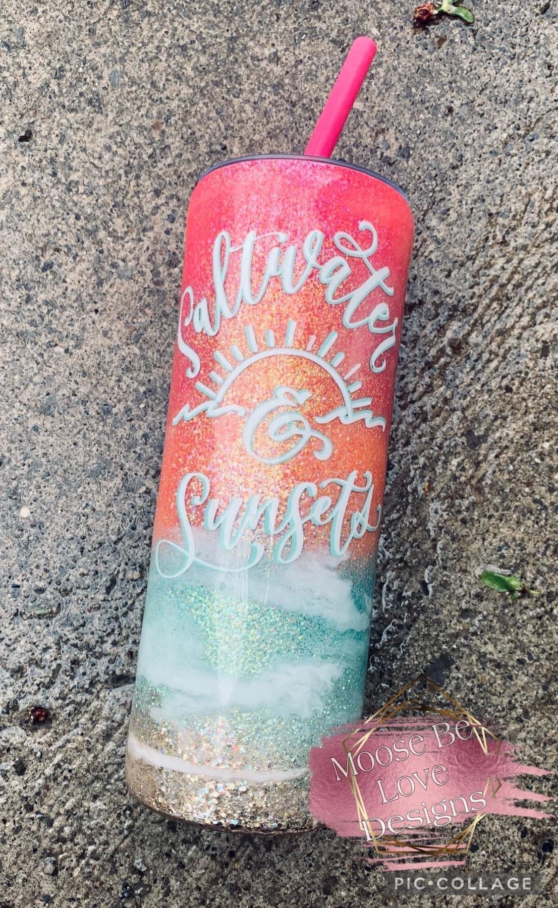 Image of 20 oz Skinny Pastel Beach Tumbler