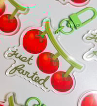 Silly 'Just Farted' Tomato – Cute Bag Charm for Keys & Backpacks