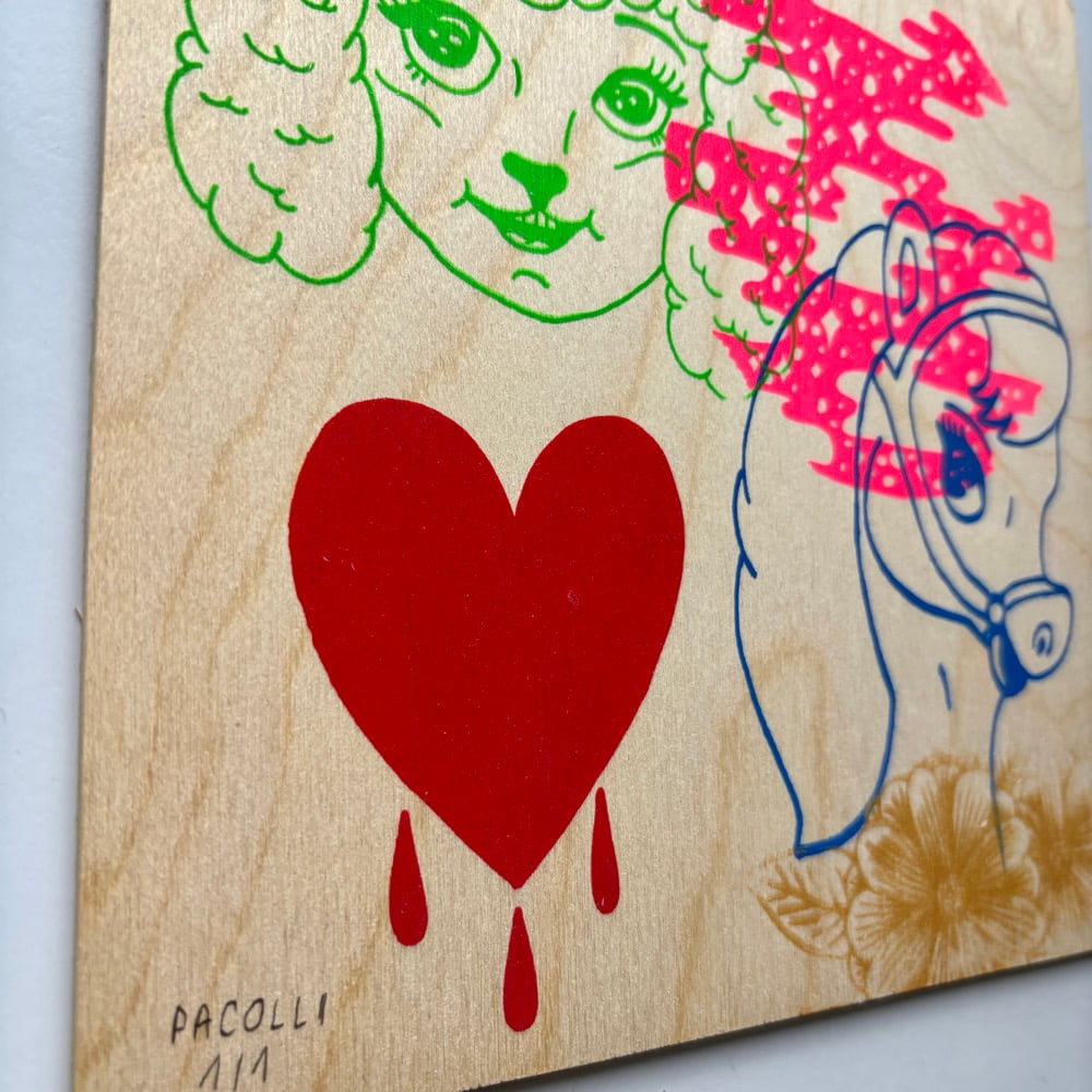 Image of “Poodle love” 1/1 print on wood