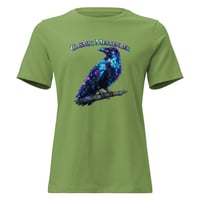 Image 5 of Cosmic Messenger Raven Women's Shirt – Mystical Galaxy Crow Graphic Tee | Celestial Bird Art