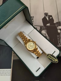 Image 1 of Vintage Gruen 18K Gold Diamonds in Dial - New in Box.
