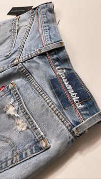 Image 4 of Reworked Vintage Levis Shorts Swarovski Drawstring Belt