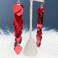 Image 4 of Red Hearts Drops Earrings 