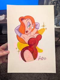 Image 2 of Jessica Rabbit Gouache Painting