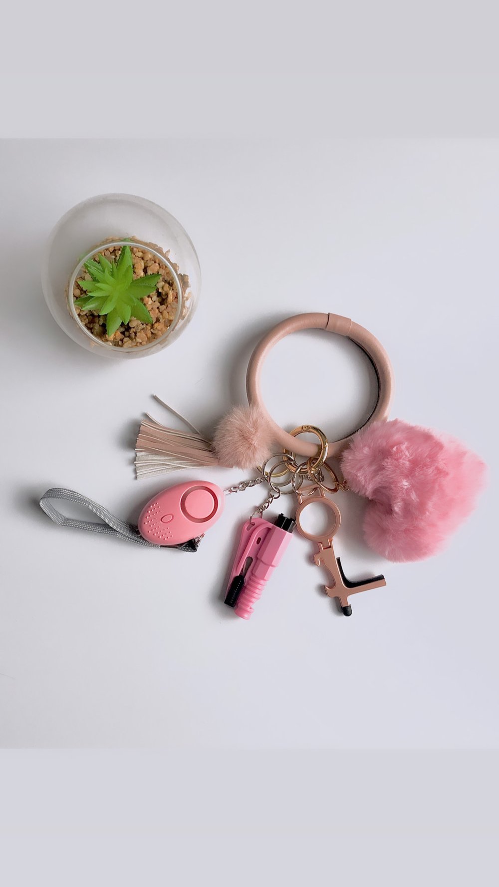 Image of Pink rounded wristlet keychain