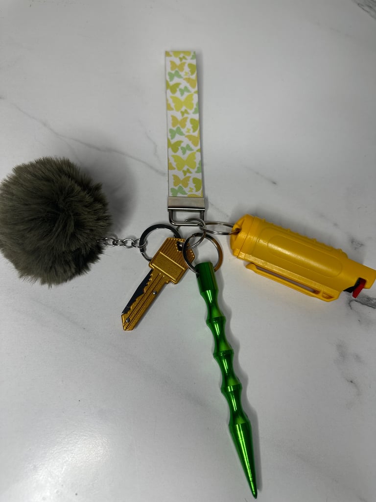 Yellow & Green Butterfly Safety Keychain Image 2