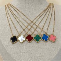 Image 3 of Stainless steel gold clover necklace