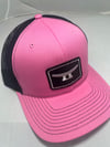 Hot Pink/ Black W/ Black Embroidery Patch Richardson Trucker