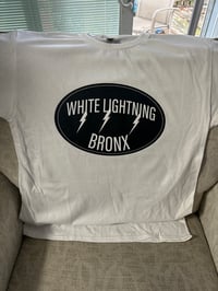Image 1 of WL -Tee  Shirt  BRONX oval on front  color FXR motorcycle on back White Tee -Small to  3X  White 