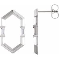 Image 2 of Geometric natural diamond baguette earrings 