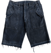 Image 1 of '04 Rick Owens Mud Wash Denim Fatigue Shorts - 33