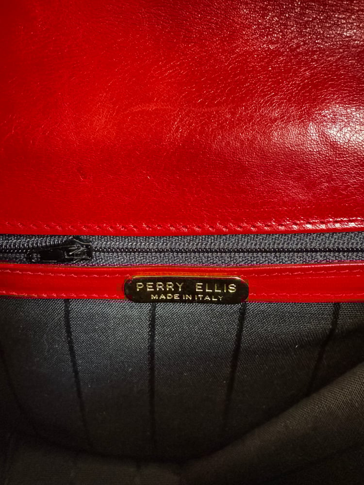 Purrduroy -  Painted Leather Vintage Perry Ellis Clutch Image 3