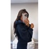 Navy Blue Hooded Teddy Coat