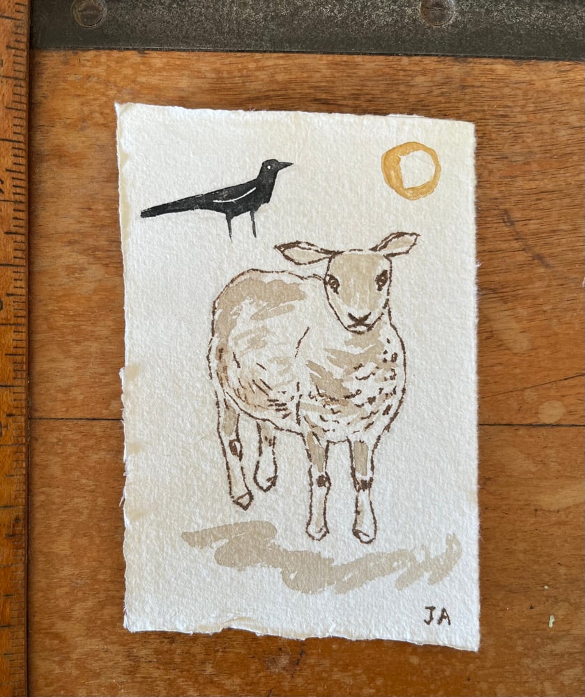 Image of Ewe and crow