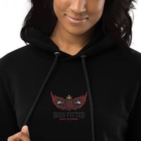 Image 2 of BOSSFITTED Red and Black Embroidered Logo Hoodie Dress