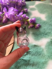 Image 3 of Fancy Pink Whisker Vase with tail, UV reactive flowers and eye highlights!