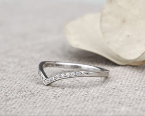 Image of Platinum white diamond semi-eternity wishbone ring