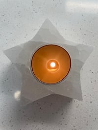 Image 1 of Star Selenite Crystal Candle Holder + 4 Pure Beeswax Tea Light Candles