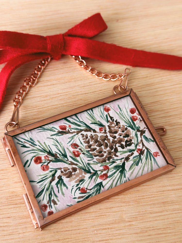 Image of Pine And Berries - Heirloom Watercolor Ornament