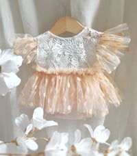 Image 1 of Newborn photoshoot dress | Rosetta | peach | off white
