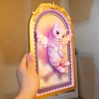 Image 2 of “Cat in The Clouds” Sculpture on wood plaque