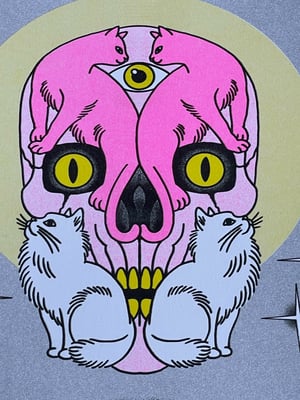 Image of Cats & Skull Riso print 