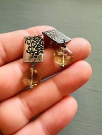 Image 1 of lemon quartz and sterling silver post earrings