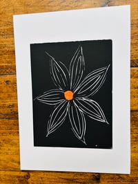 Image 3 of Flower linocut print with chine collé 