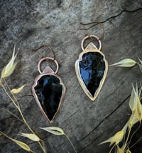 Image 1 of Made to order - obsidian arrowhead earrings 