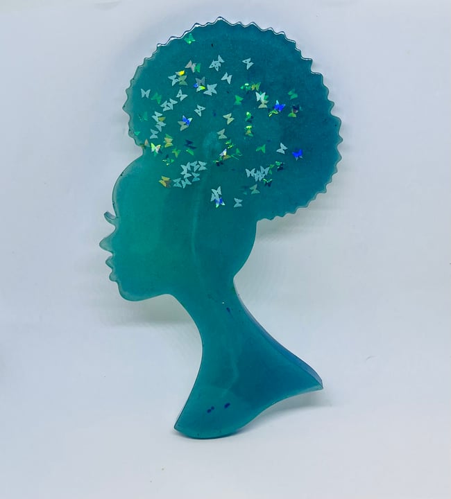 'butterfly' afro puff girl coaster