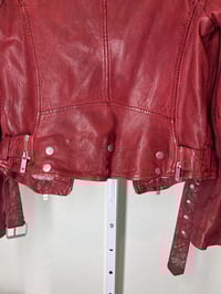 Image 5 of MAURITIUS Red Genuine Leather Moto Jacket