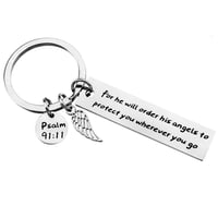 Image 2 of Christian Gift God Keychain for he Will Order his Angels to Protect You Religious Easter Prayer Key 