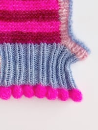 Image 2 of Sofie and Iris Striped Burgundy, Hot Pink, Blue and Pale Pink Mohair Bubble Balaclava