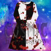 Black and White bloody long sleeve midi dress