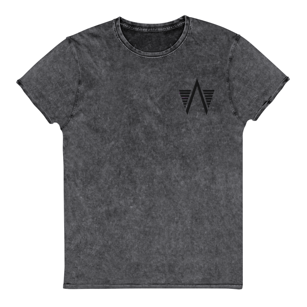 "PLAIN & SIMPLE" Embroidered Denim T-Shirt (BLACK) (UNISEX)