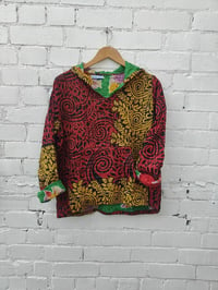 Image 1 of FESTIE hoodie with pocket red and yellow bright green inside 
